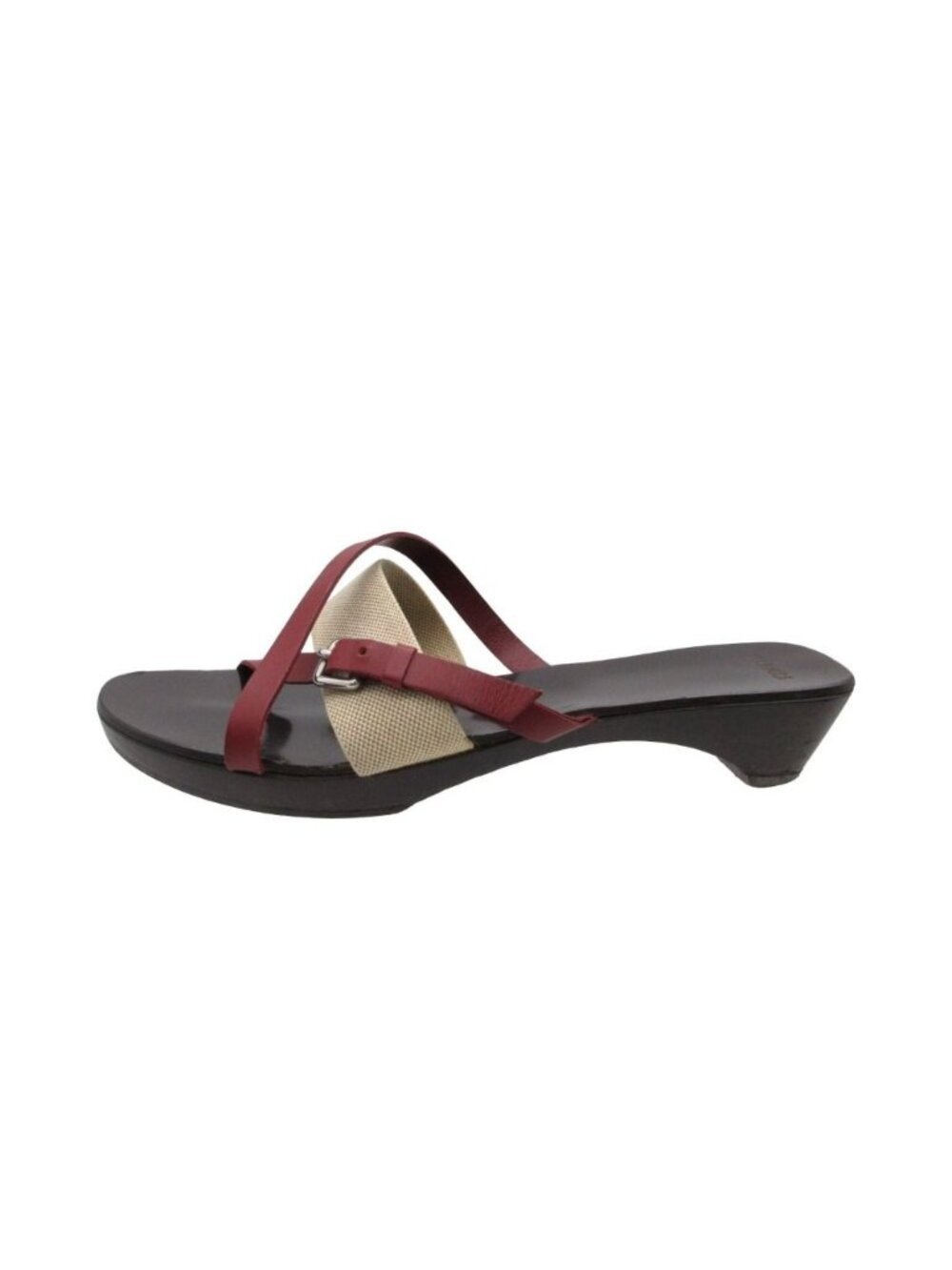 Hermes Sandals Wood Toile H Leather Cross Strap Shoes Beige